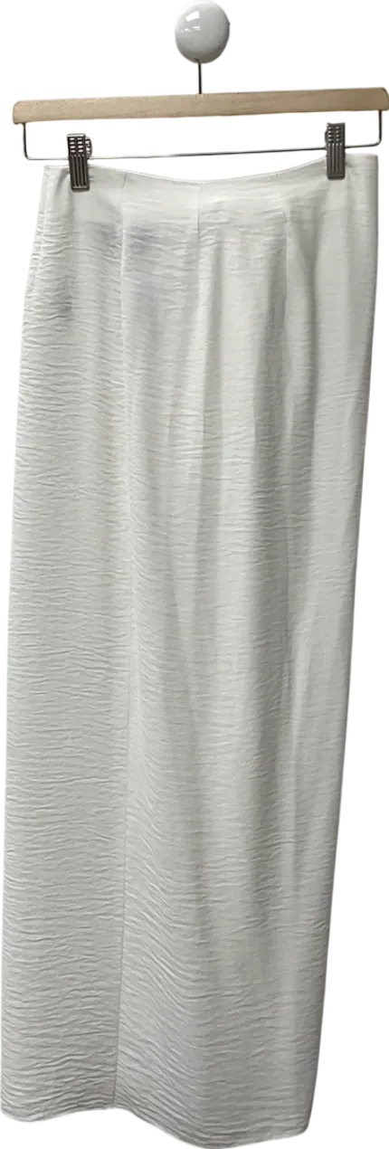 ASOS White Sarong Wrap Midi Skirt With Tortoiseshell Buckle UK 4