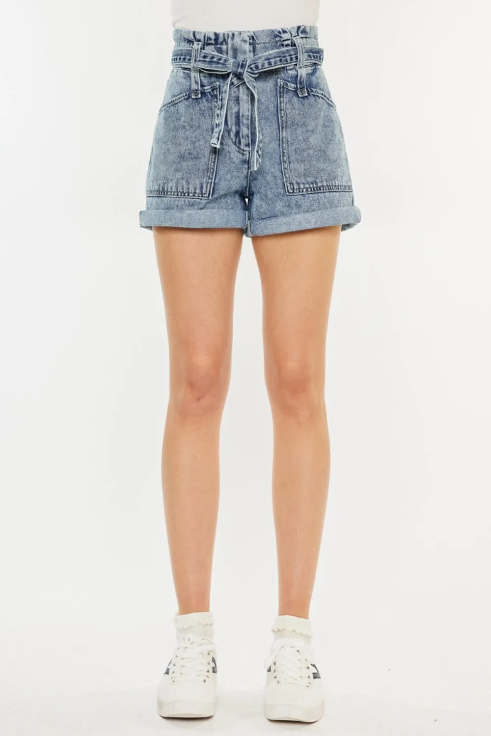 Athena Ultra High Rise Paperbag Denim Shorts Kancan