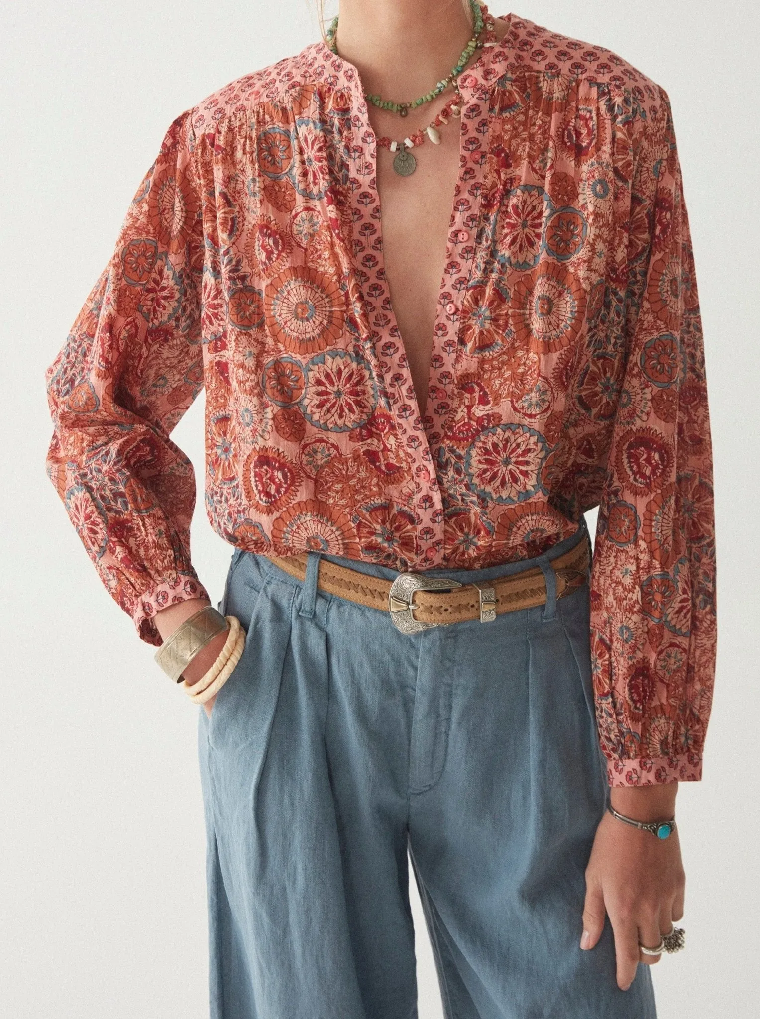 Beatrice Blouse - Rust Flamingo