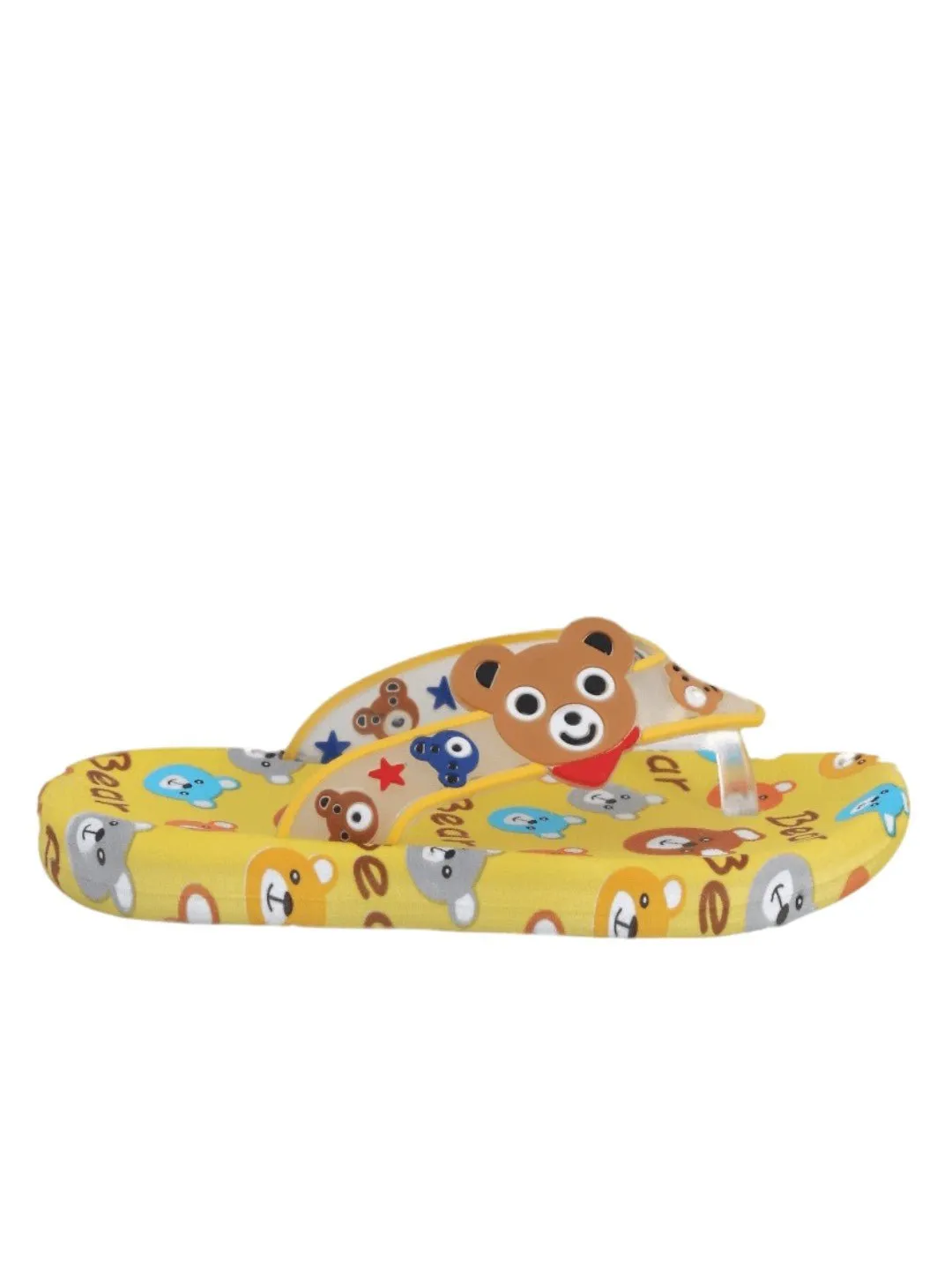 Cheery Pals Bear All Over Print Yellow Flip Flops