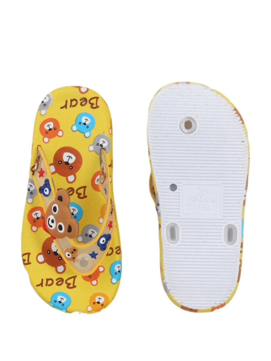 Cheery Pals Bear All Over Print Yellow Flip Flops