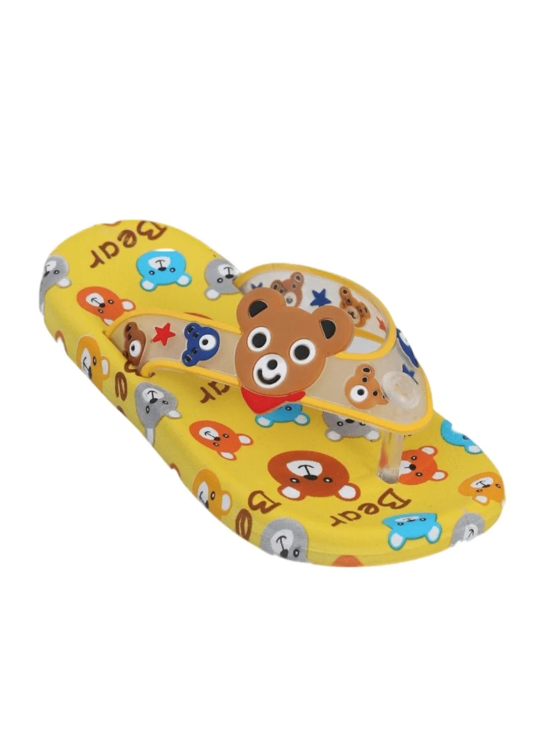 Cheery Pals Bear All Over Print Yellow Flip Flops