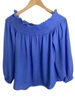 Cool Summer Periwinkle Smocked Blouse
