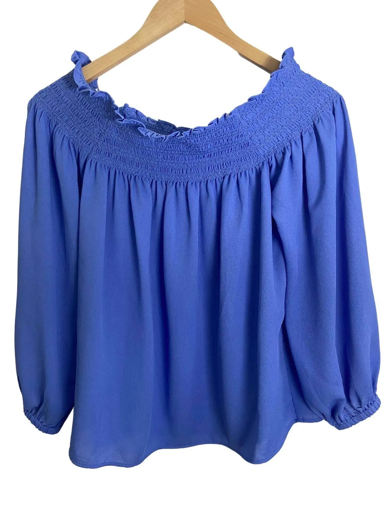 Cool Summer Periwinkle Smocked Blouse