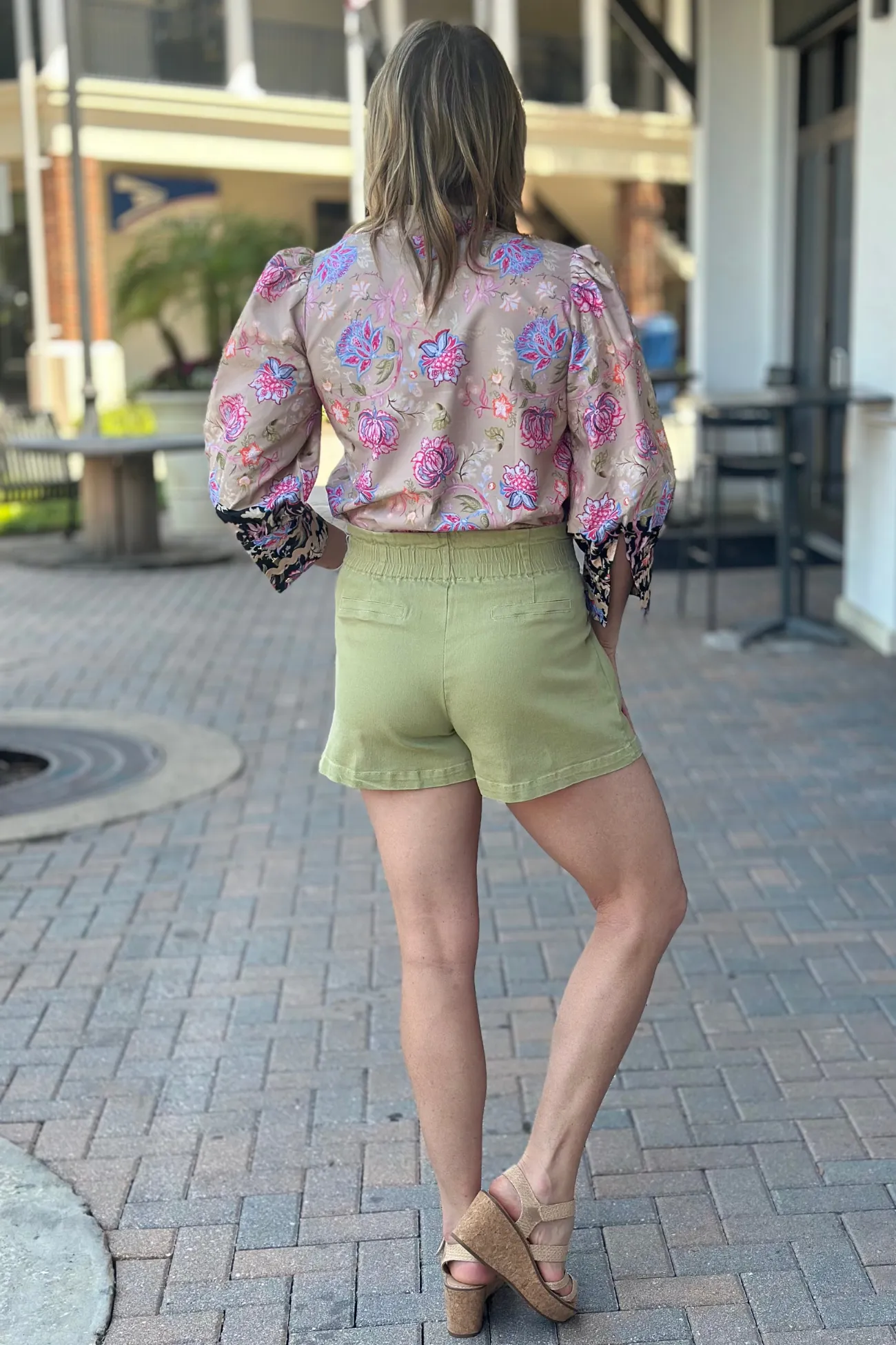 Costa Breeze Paperbag Denim Shorts-Sweet Pea