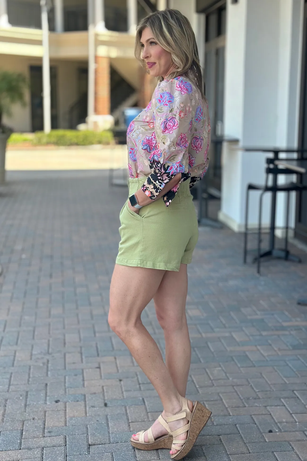 Costa Breeze Paperbag Denim Shorts-Sweet Pea