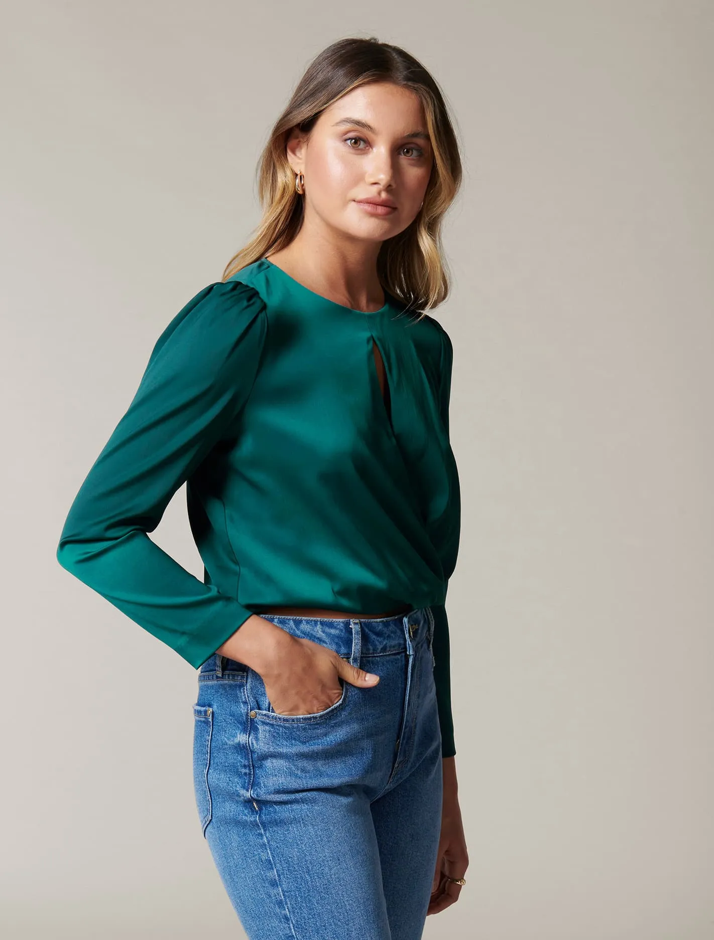Daniella Satin Wrap Top
