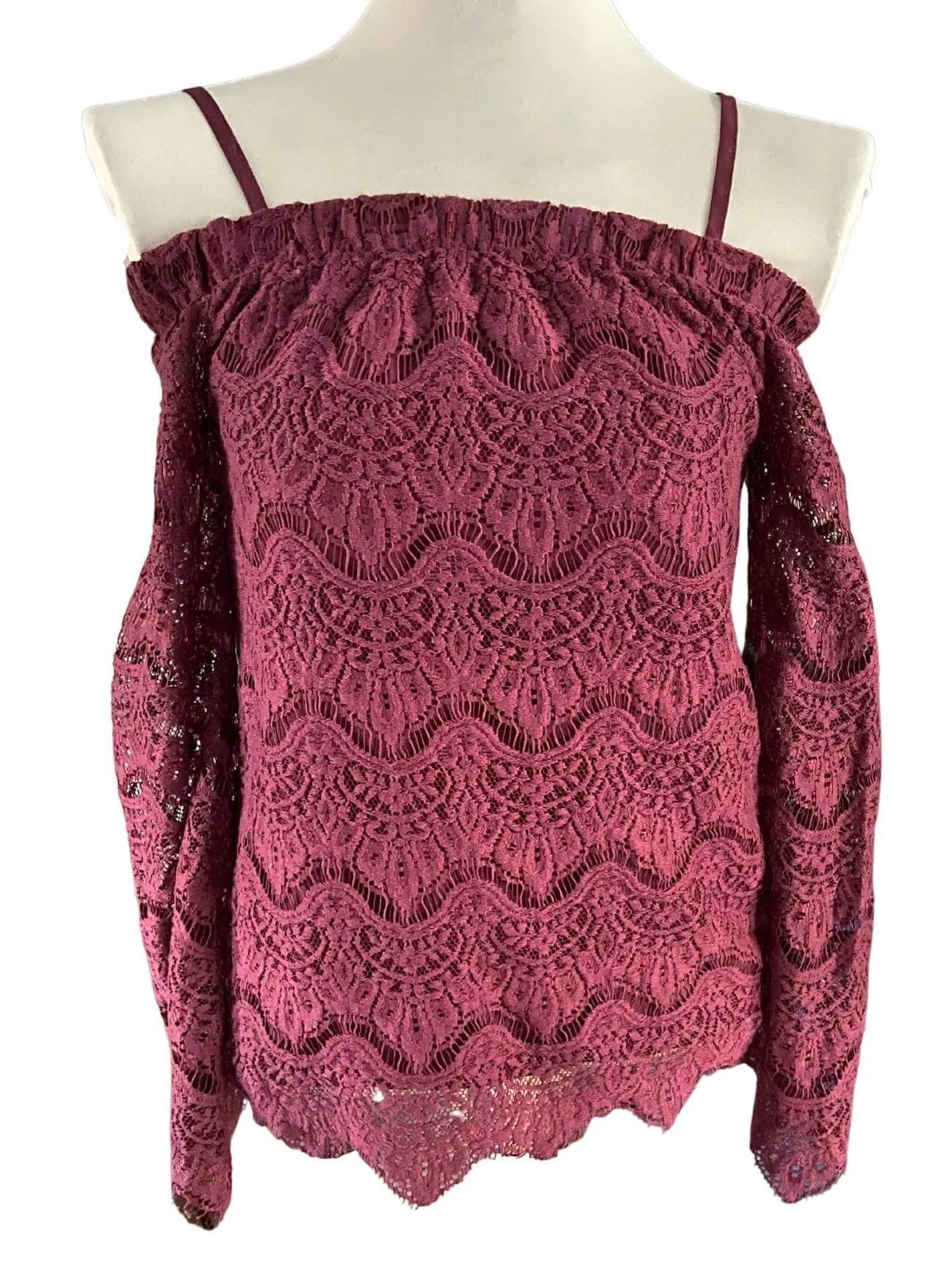 Dark Autumn Wine Lace Blouse