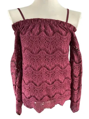 Dark Autumn Wine Lace Blouse