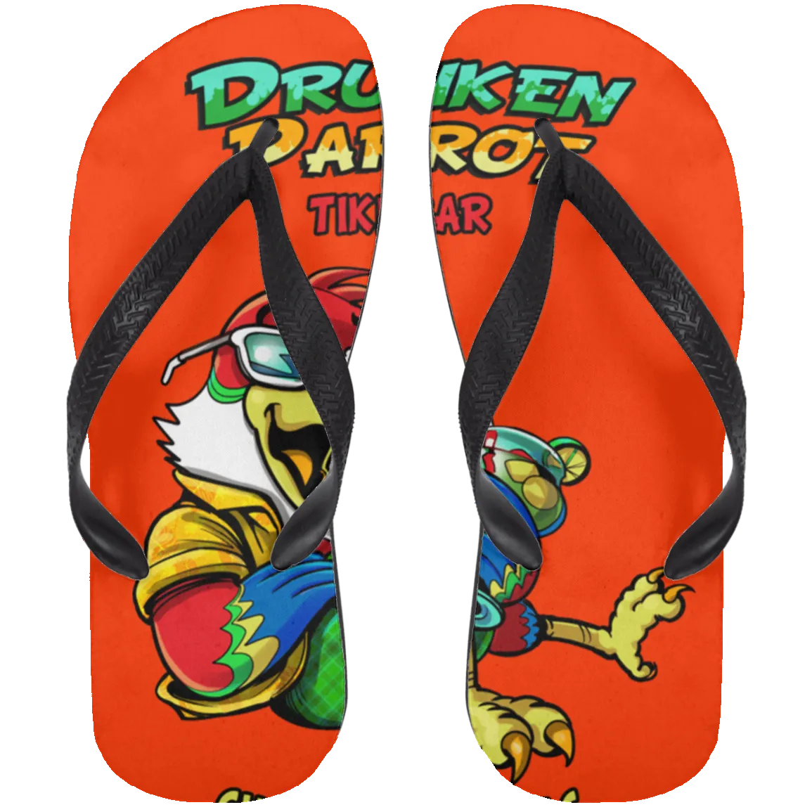 Drunken Parrot  Adult Flip Flops
