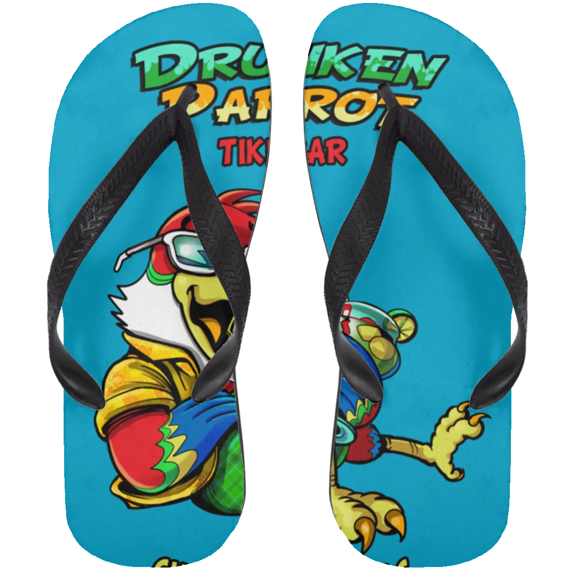 Drunken Parrot  Adult Flip Flops
