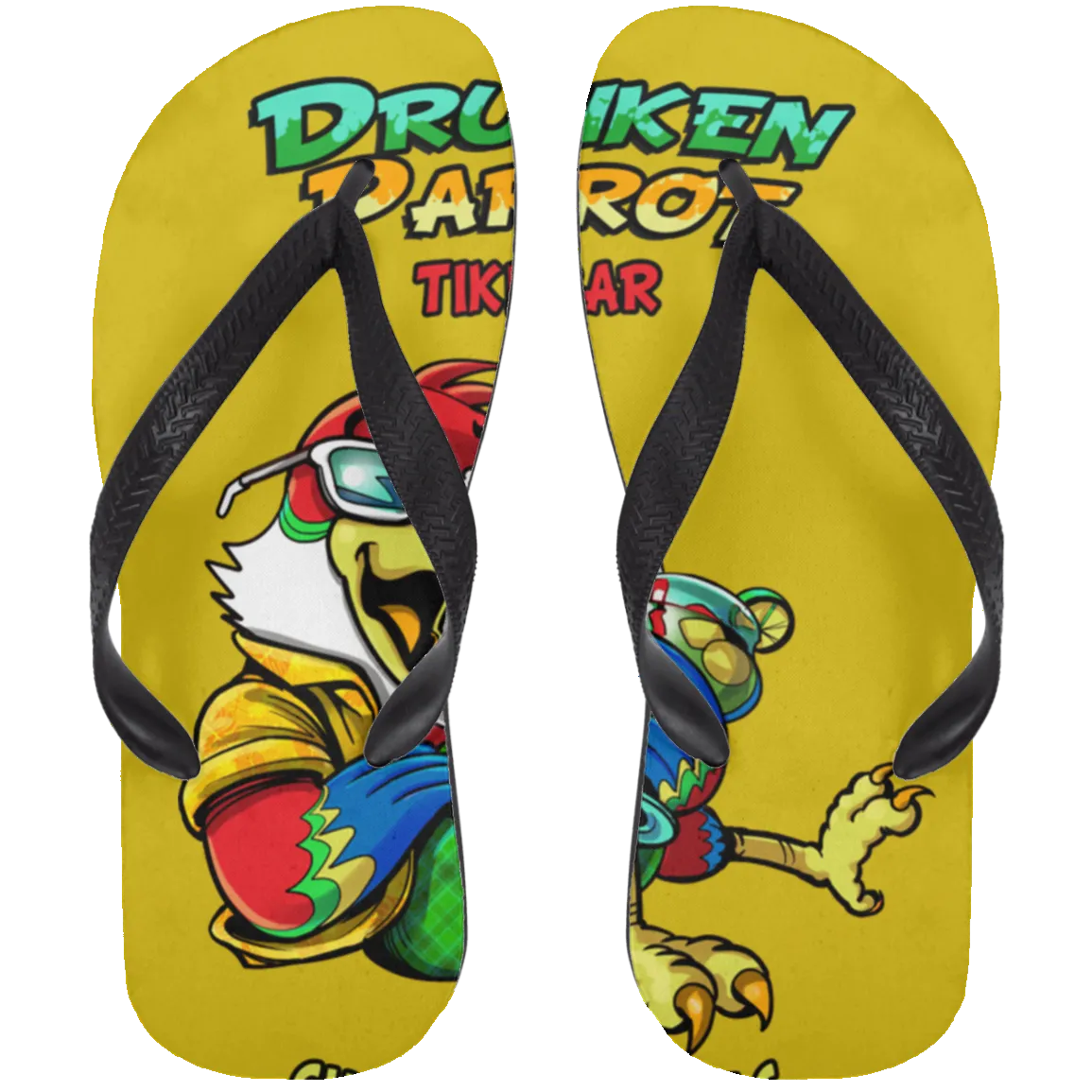 Drunken Parrot  Adult Flip Flops