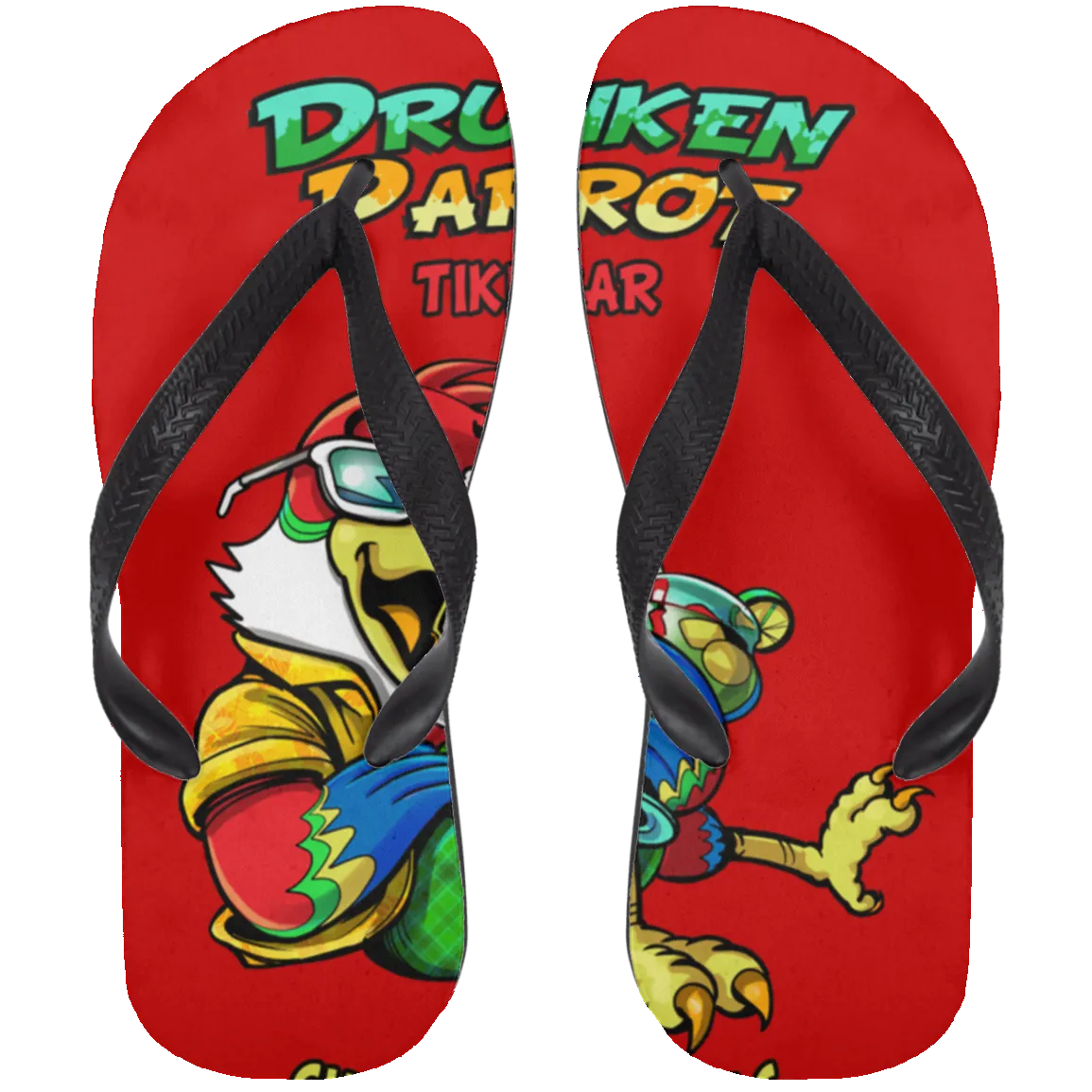 Drunken Parrot  Adult Flip Flops