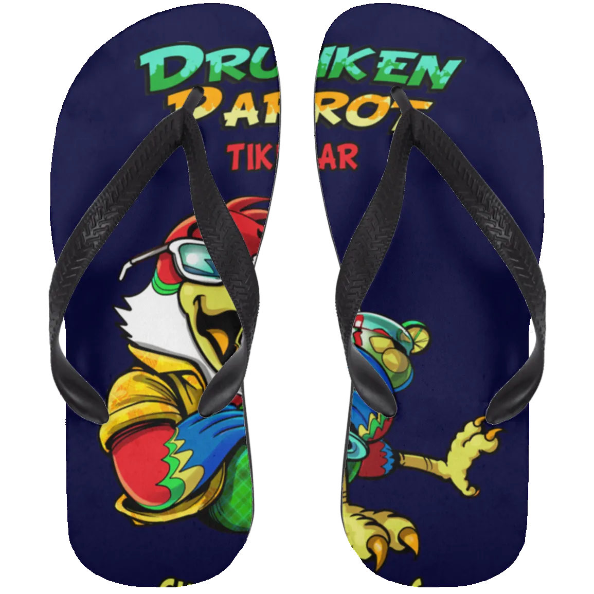 Drunken Parrot  Adult Flip Flops