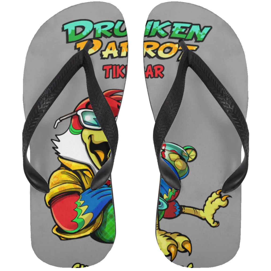 Drunken Parrot  Adult Flip Flops