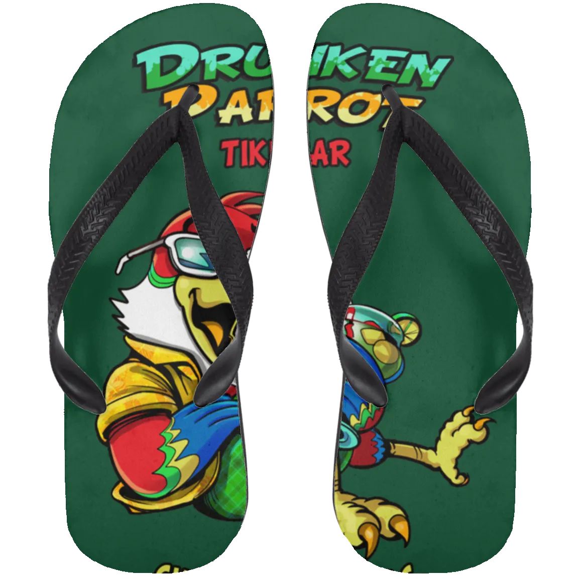 Drunken Parrot  Adult Flip Flops