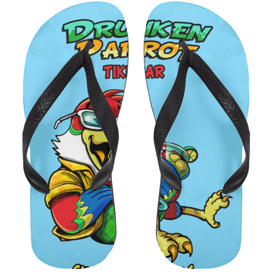 Drunken Parrot  Adult Flip Flops