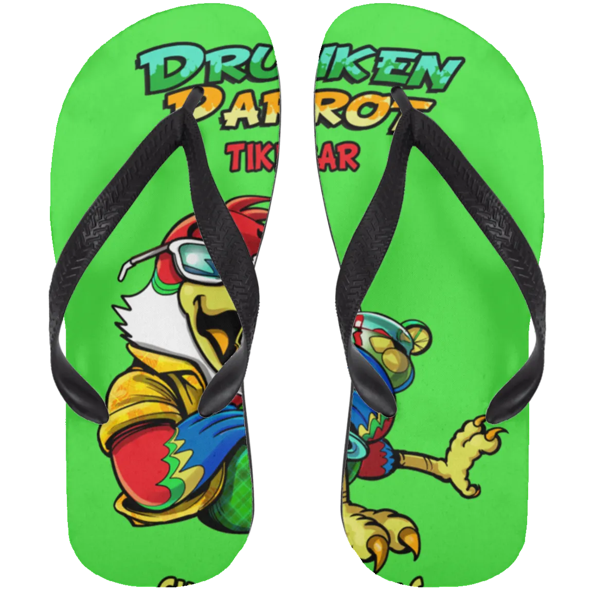 Drunken Parrot  Adult Flip Flops