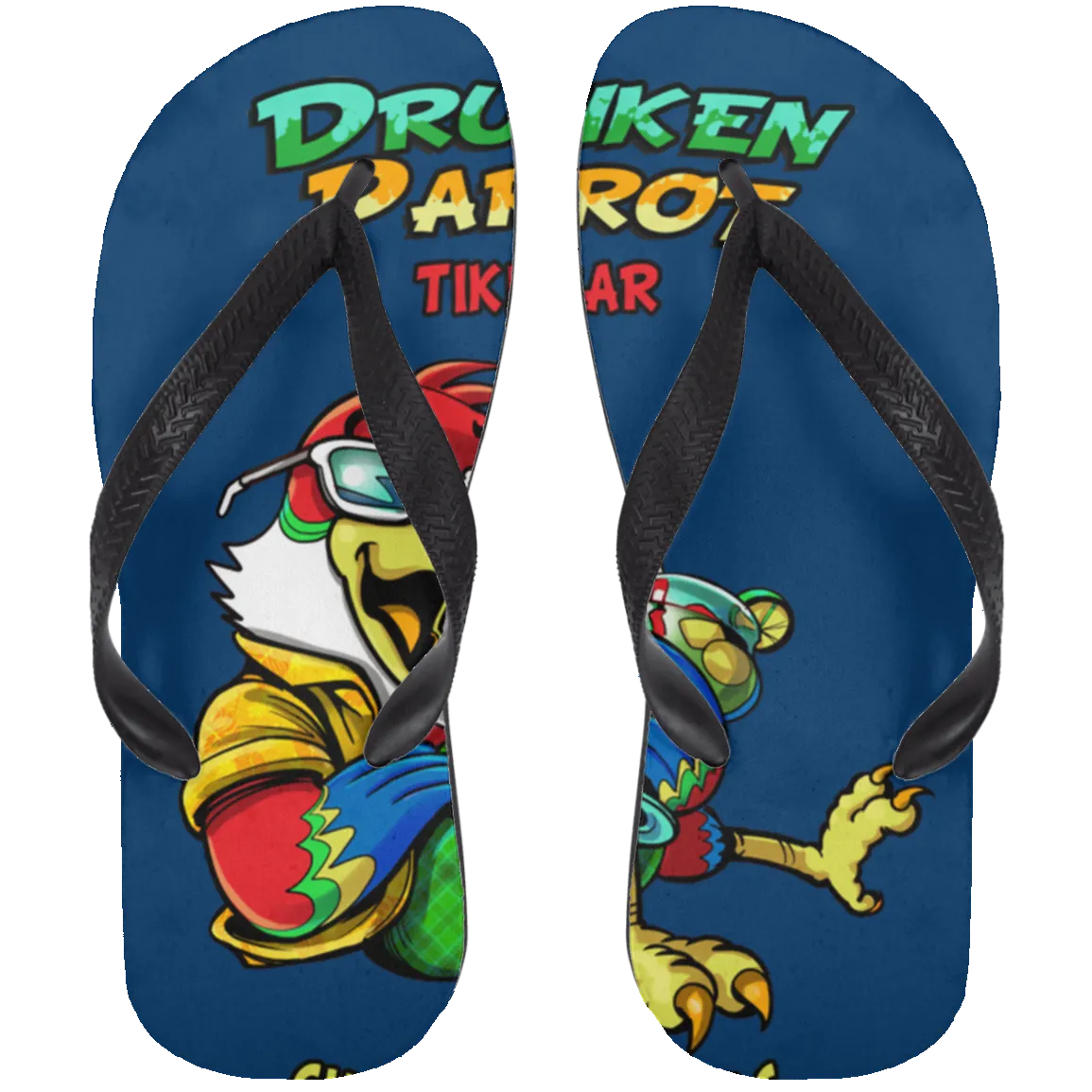 Drunken Parrot  Adult Flip Flops
