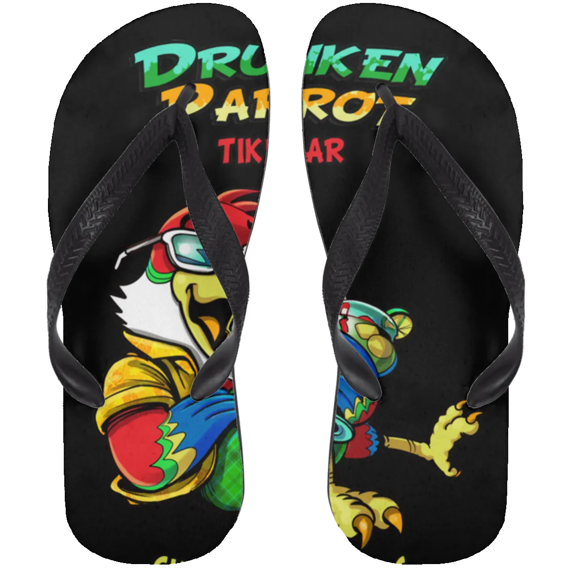 Drunken Parrot  Adult Flip Flops