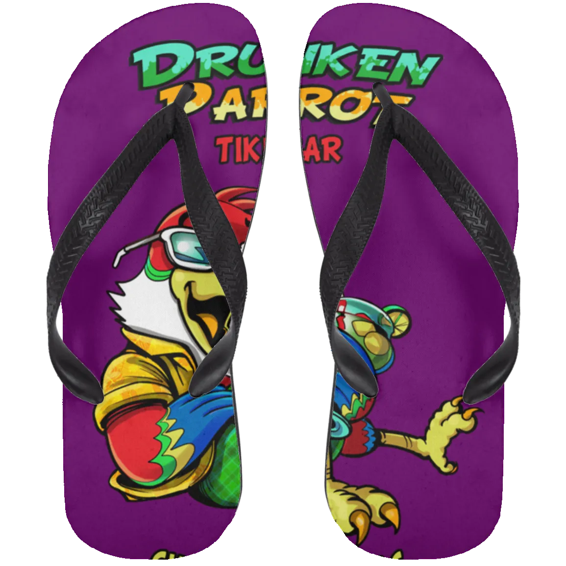 Drunken Parrot  Adult Flip Flops