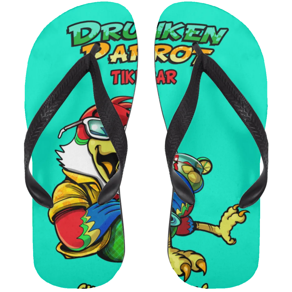 Drunken Parrot  Adult Flip Flops