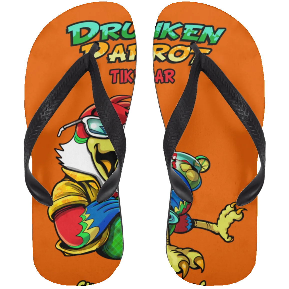 Drunken Parrot  Adult Flip Flops