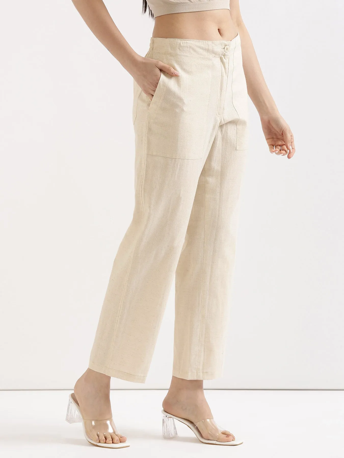 Ecru Airy Linen Pants