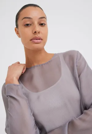 Eidel Silk Mesh Top - Stainless Grey
