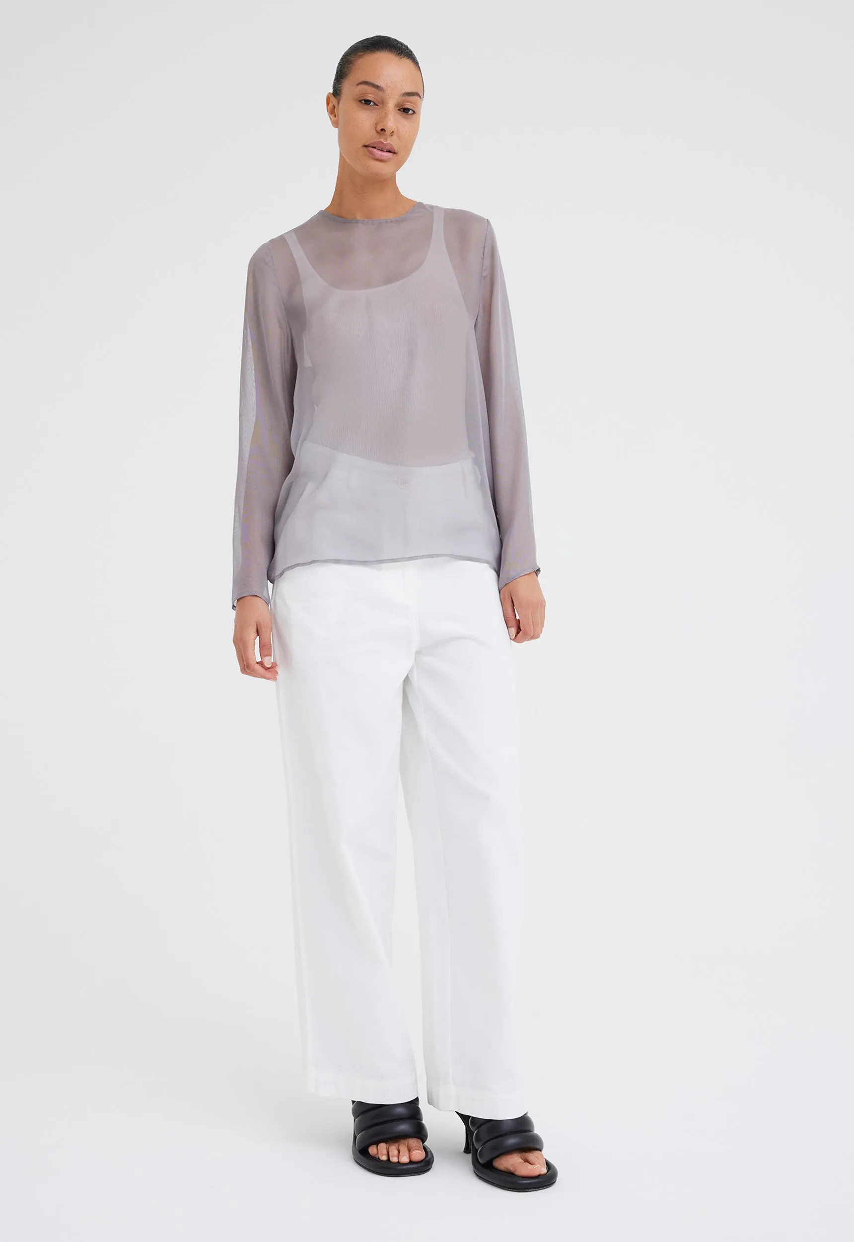 Eidel Silk Mesh Top - Stainless Grey