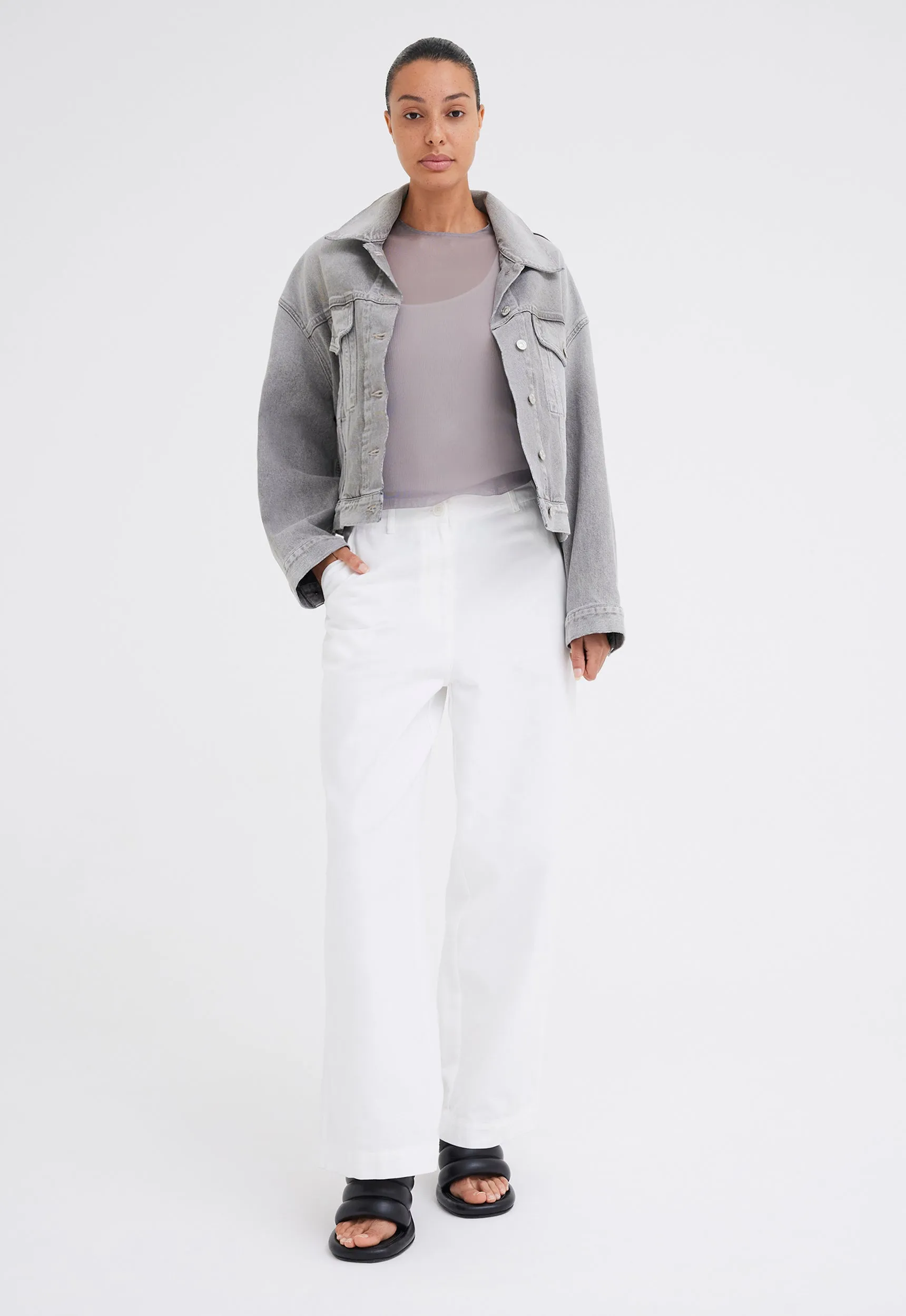Eidel Silk Mesh Top - Stainless Grey