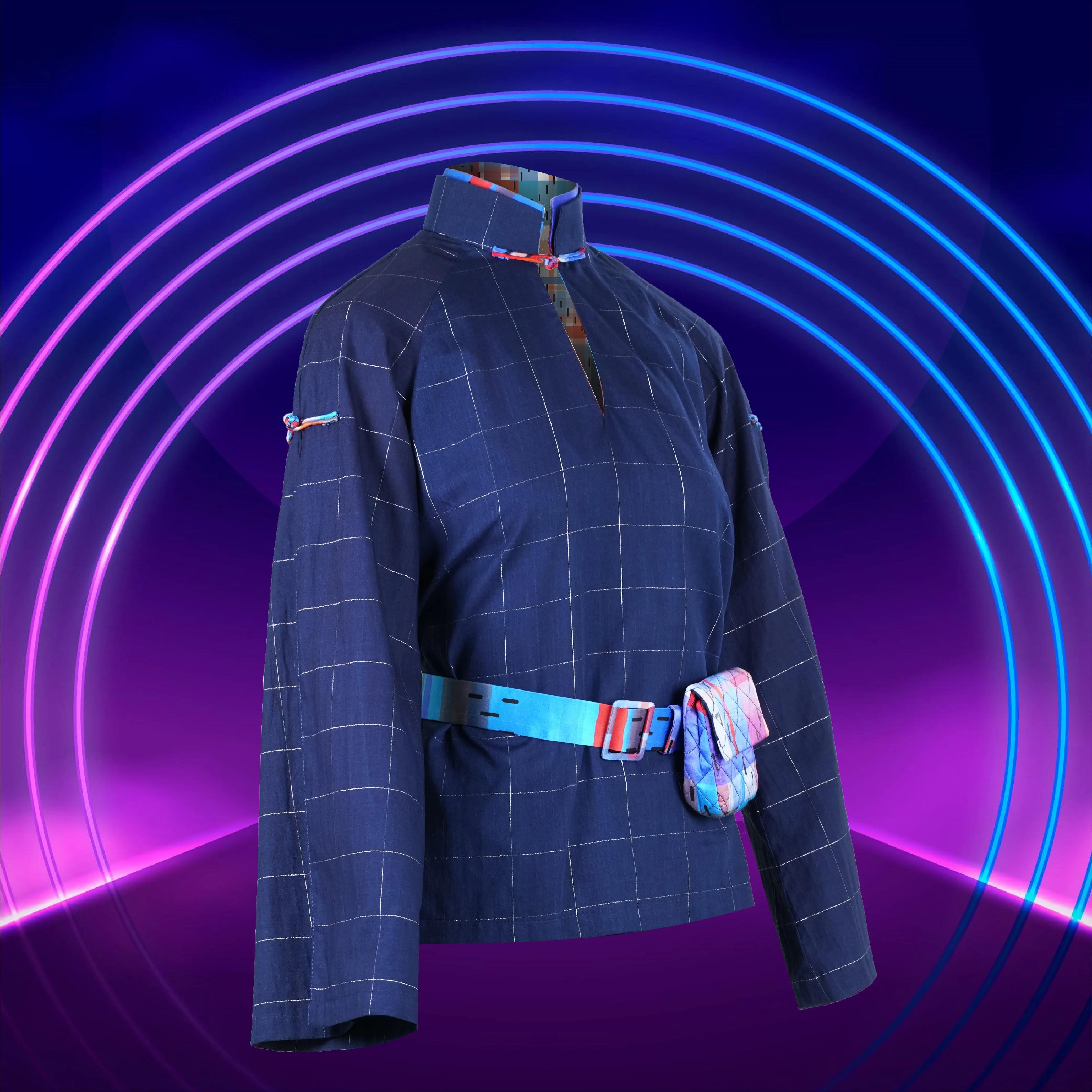 【EXPLORER】Red-White-Blue Satin Indigo Shirt (紅白藍)