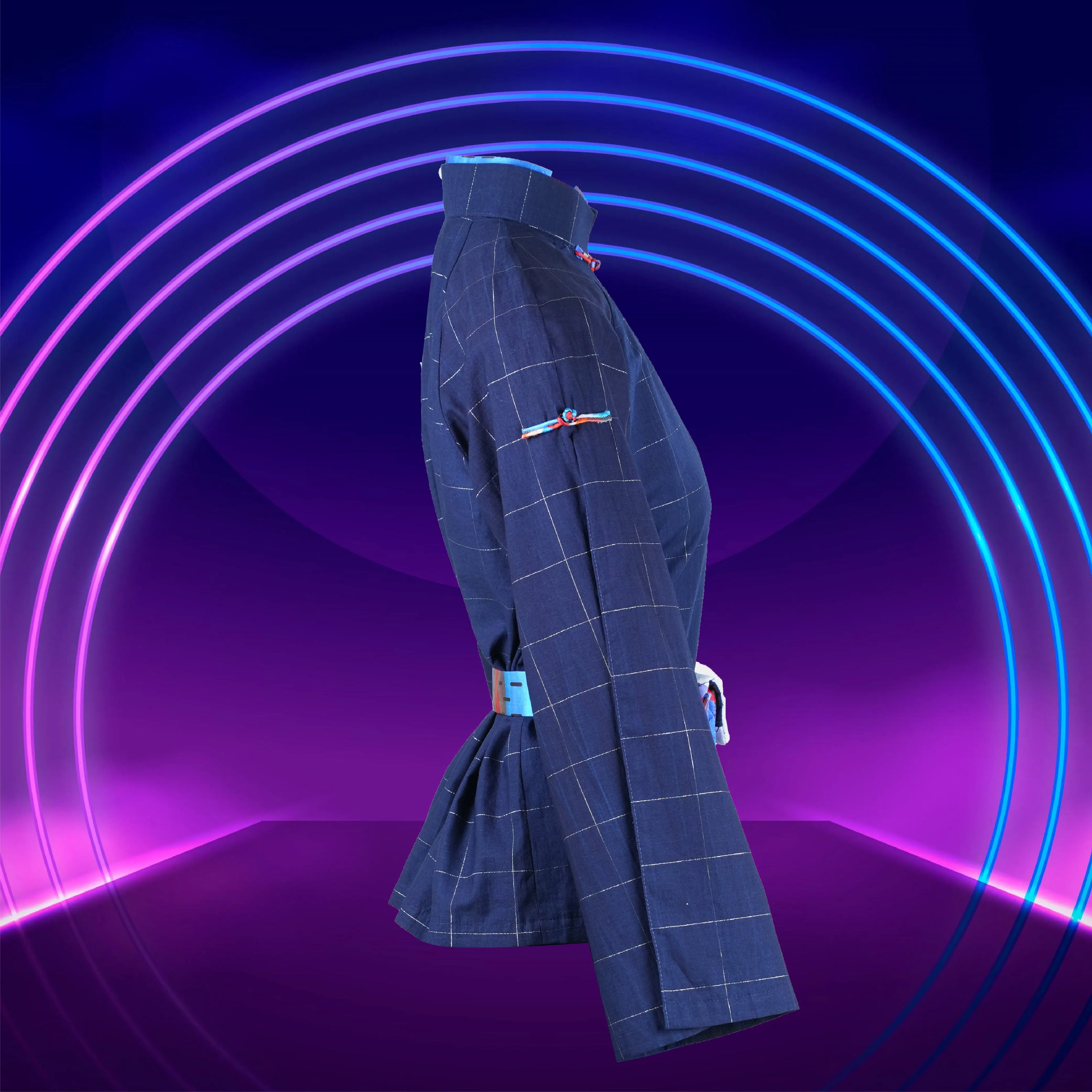 【EXPLORER】Red-White-Blue Satin Indigo Shirt (紅白藍)