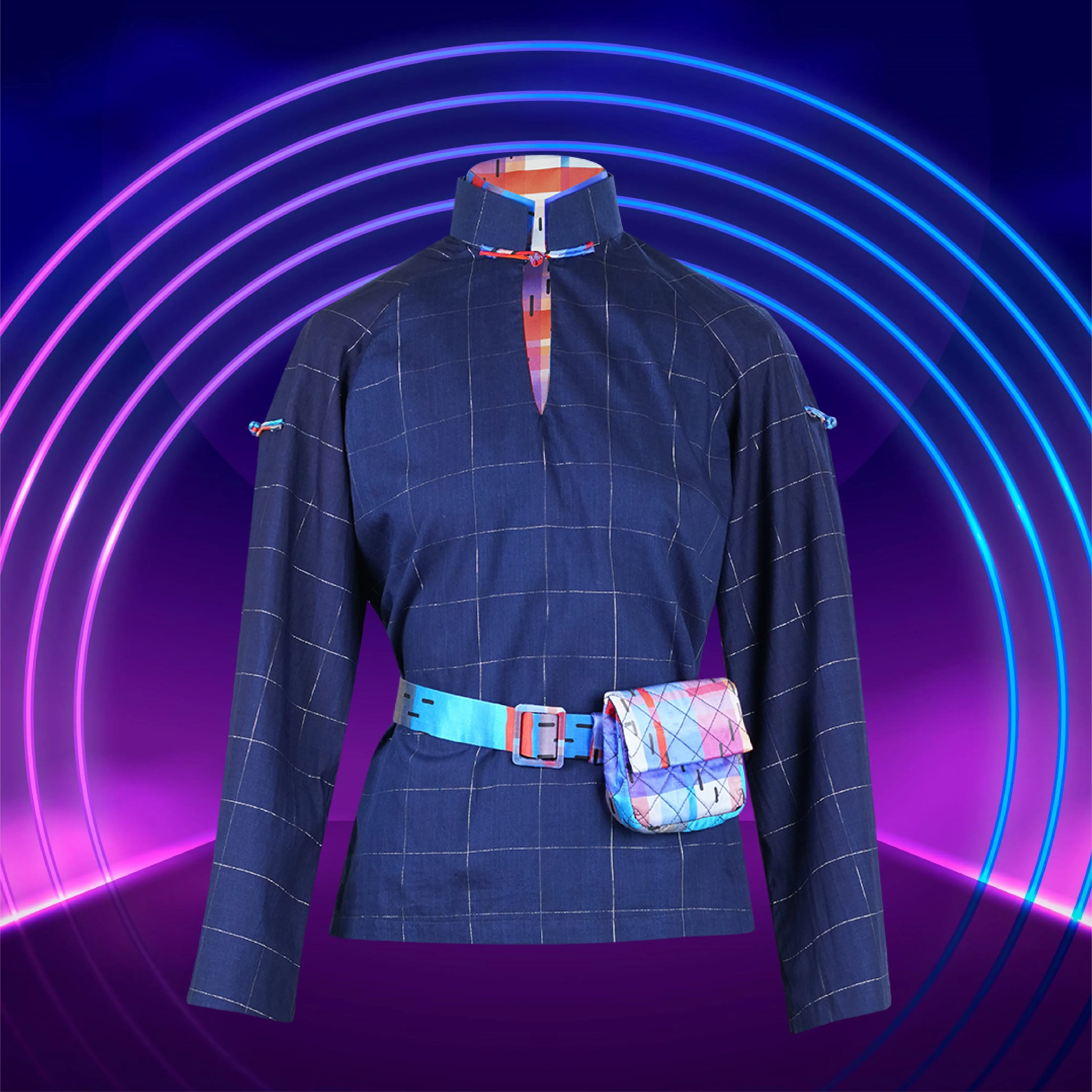 【EXPLORER】Red-White-Blue Satin Indigo Shirt (紅白藍)