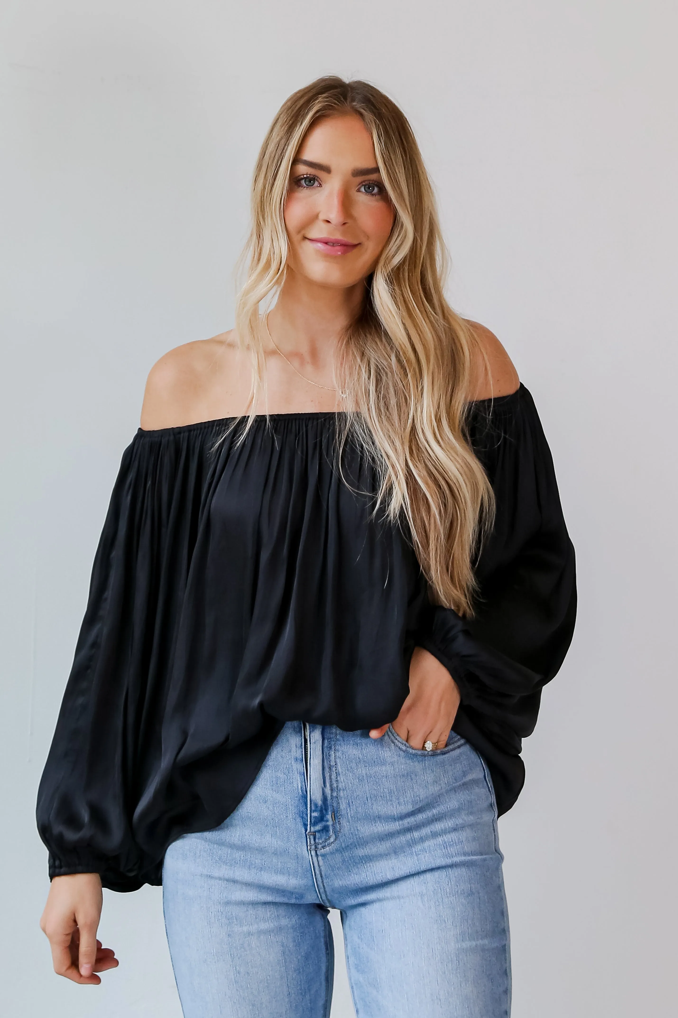 FINAL SALE - Forever A Diva Black Satin Blouse