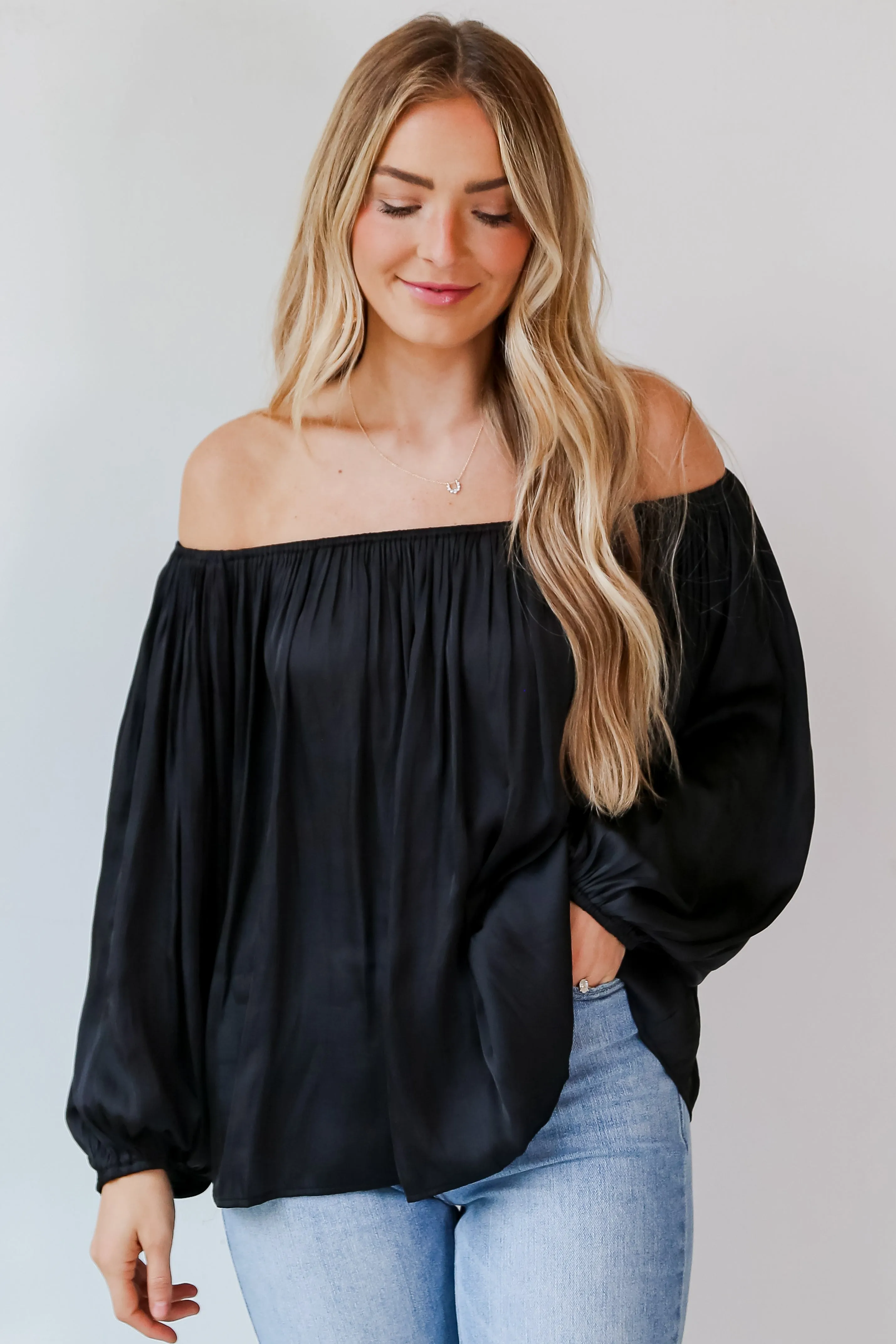 FINAL SALE - Forever A Diva Black Satin Blouse