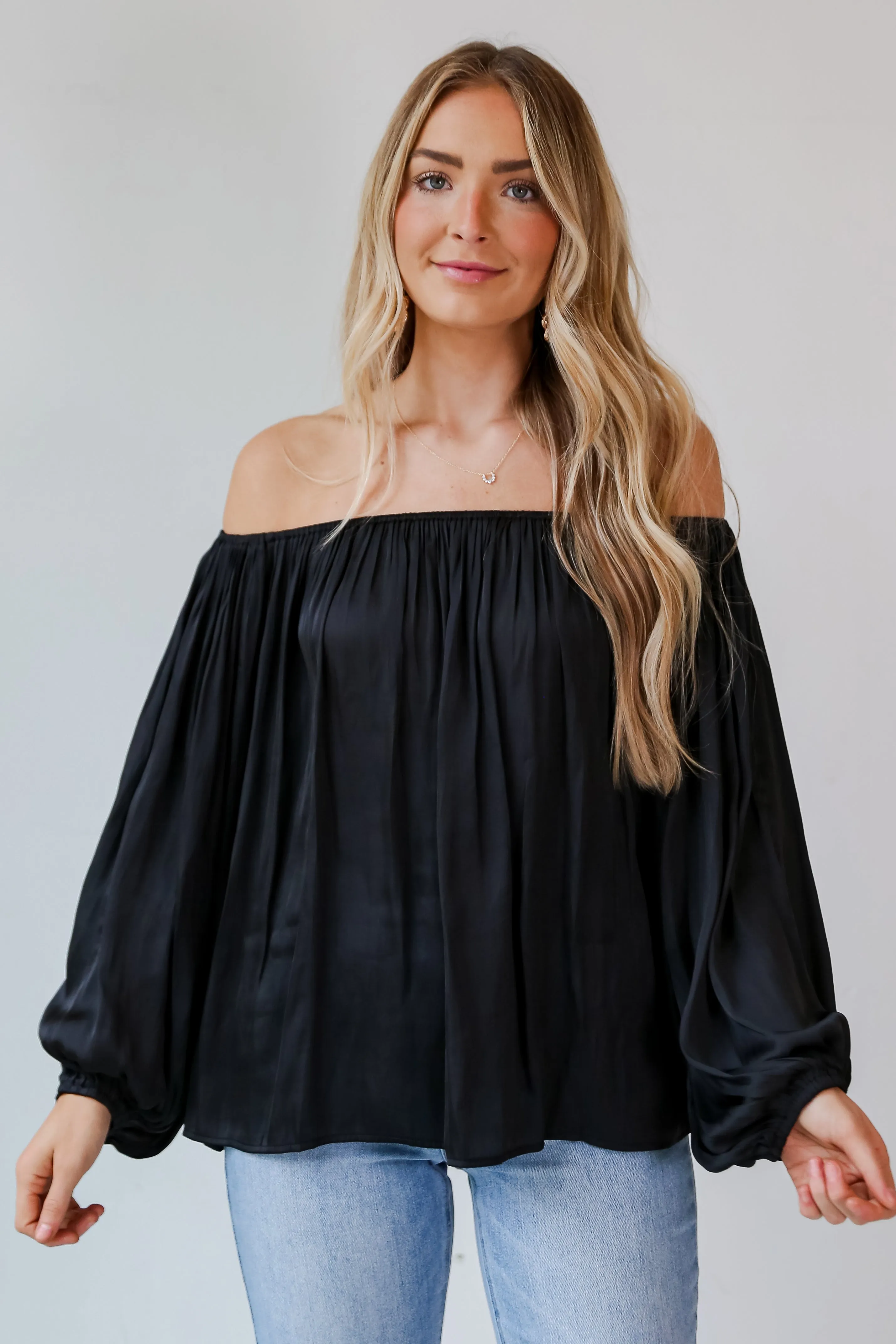 FINAL SALE - Forever A Diva Black Satin Blouse