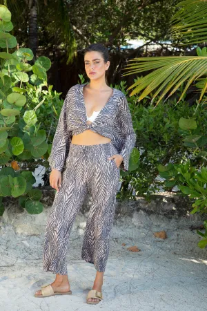 Greta Garbot Kimono Wrap Top in Premium St Martin Grey
