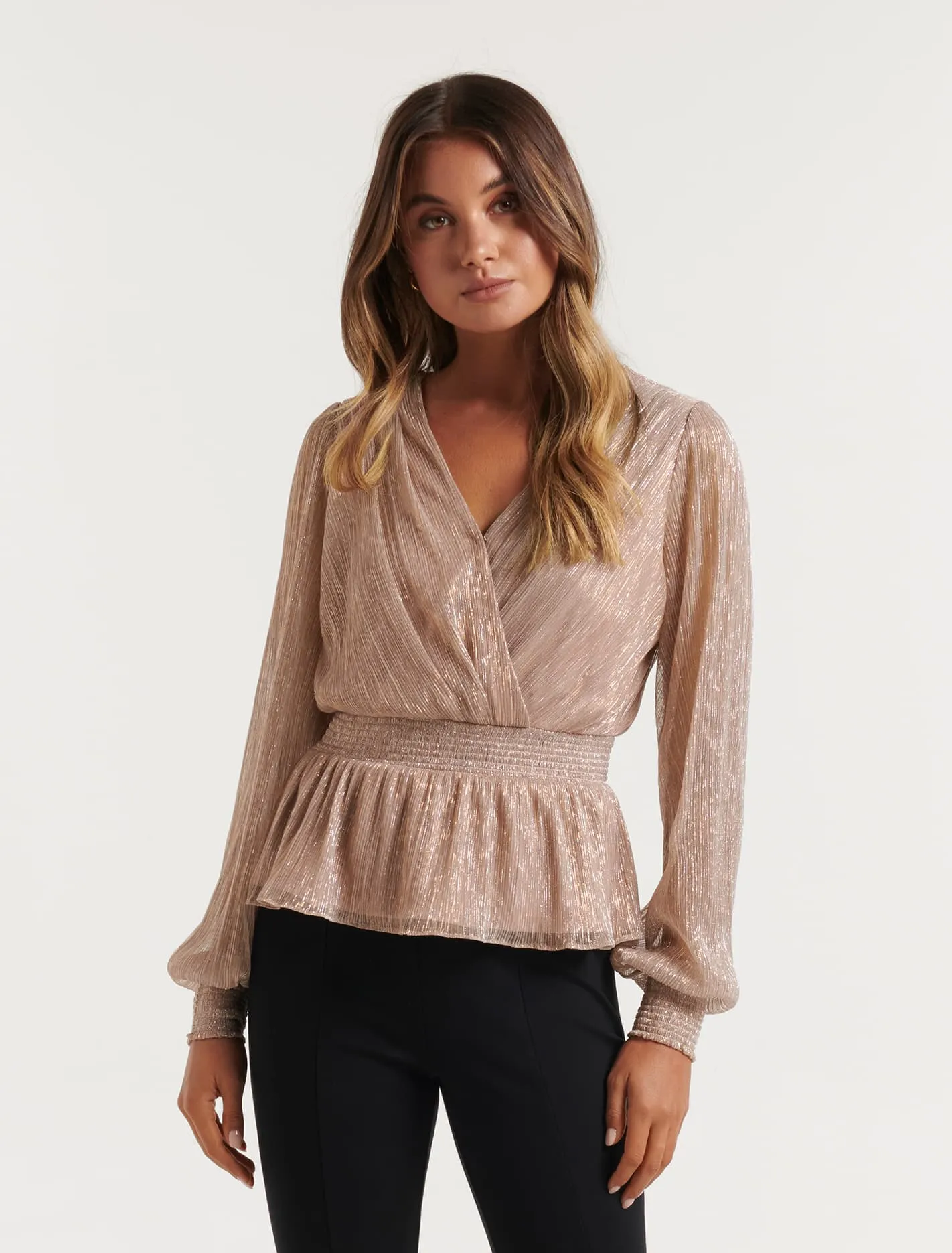 Hailey Plisse Wrap Top