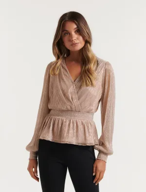 Hailey Plisse Wrap Top