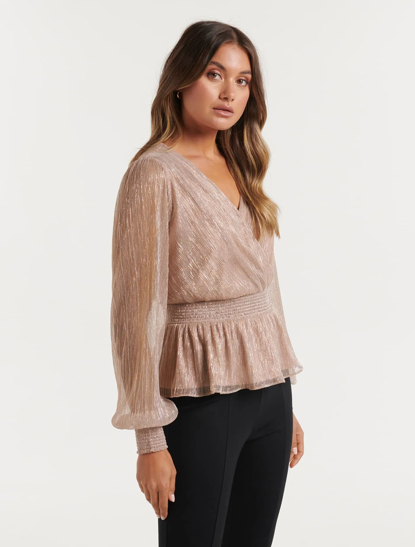 Hailey Plisse Wrap Top