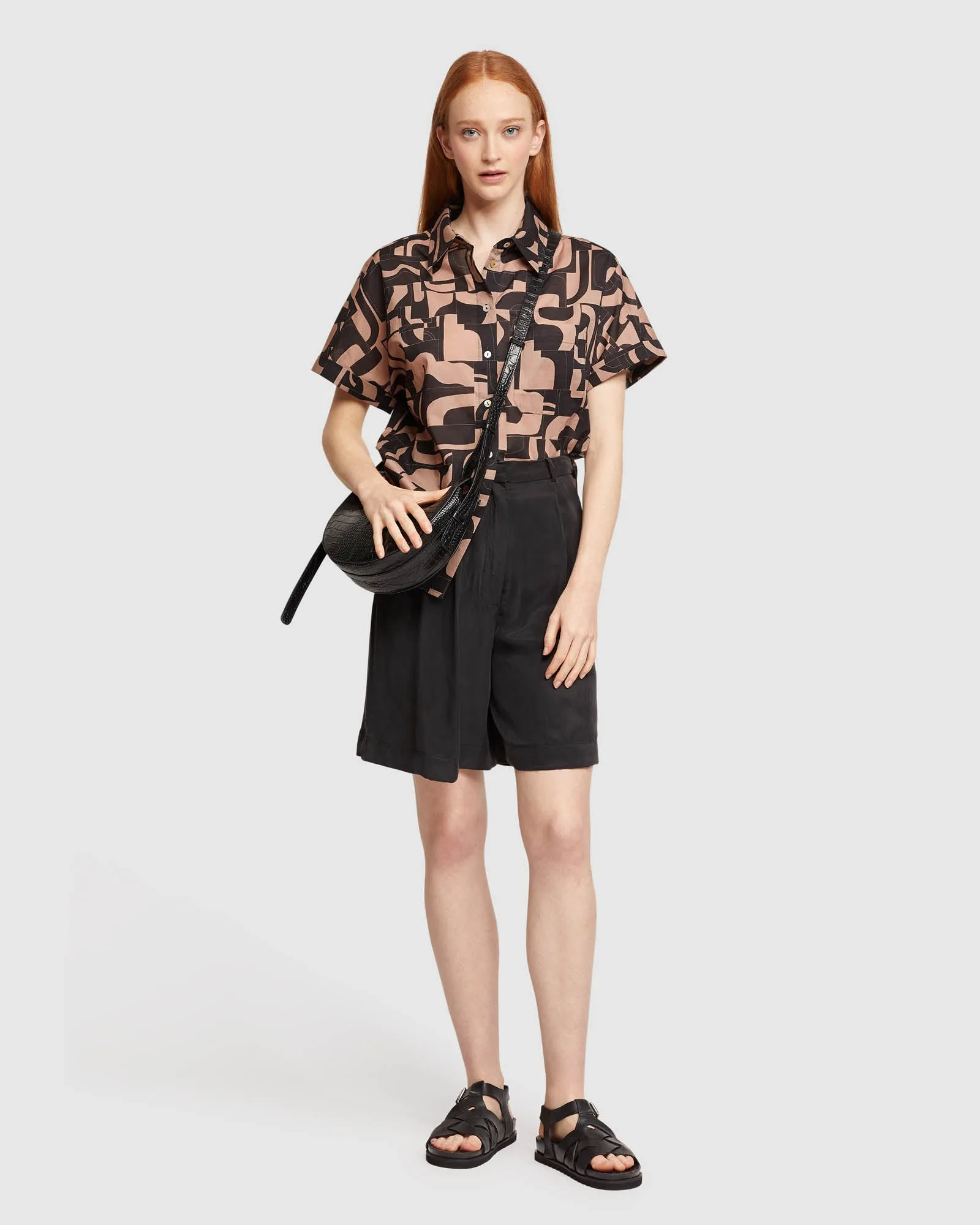 Jasmine Geo Print Voile Short Sleeve Shirt