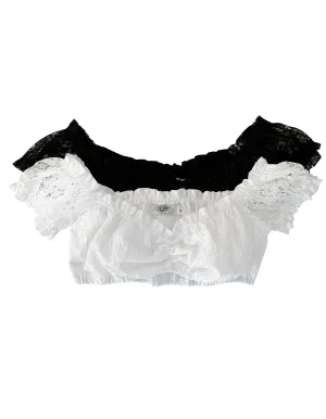 Lace Off-the-Shoulder Blouse w/ Gathers