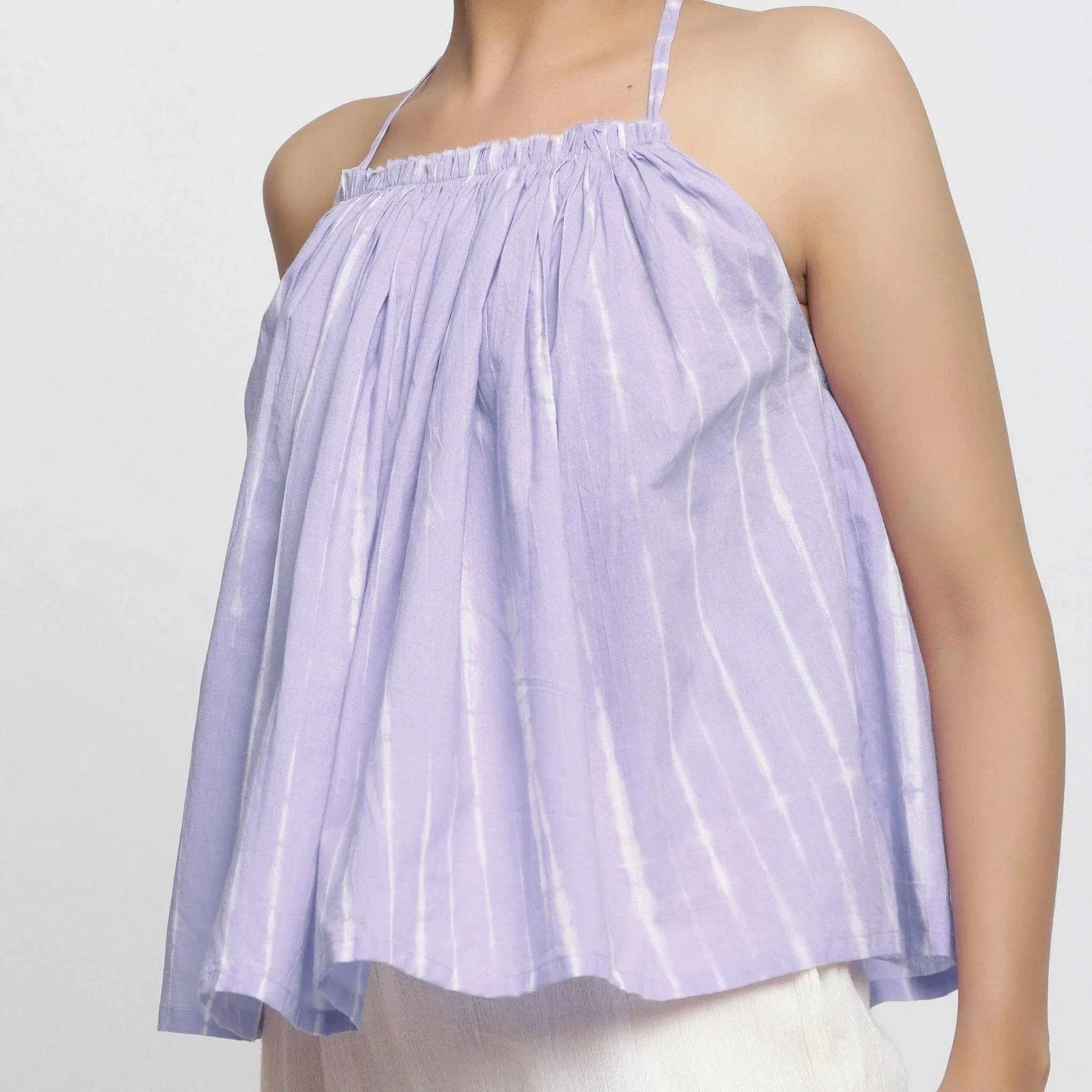 Lavender Cotton Tie-Dye Strappy Camisole Top