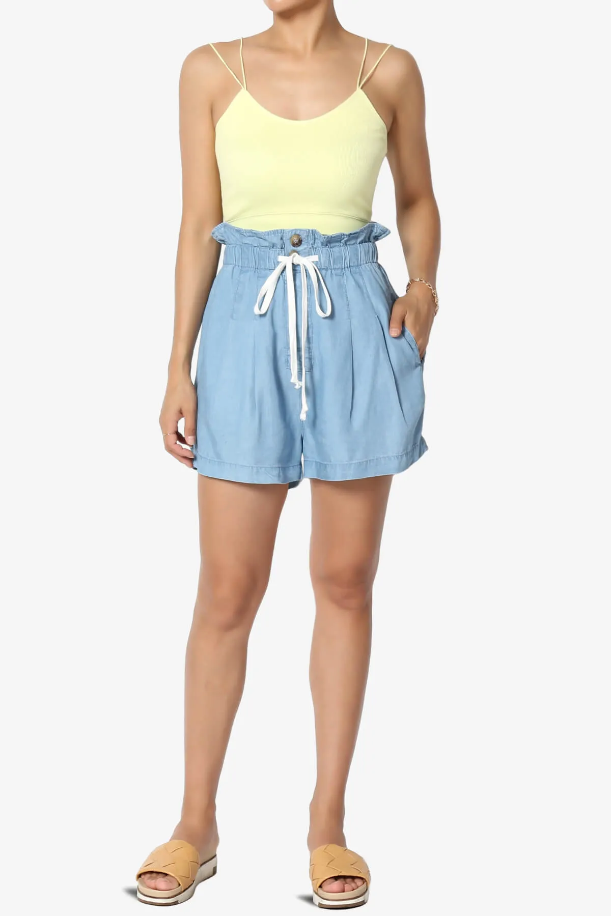 Leif Paperbag Waist Chambray Shorts