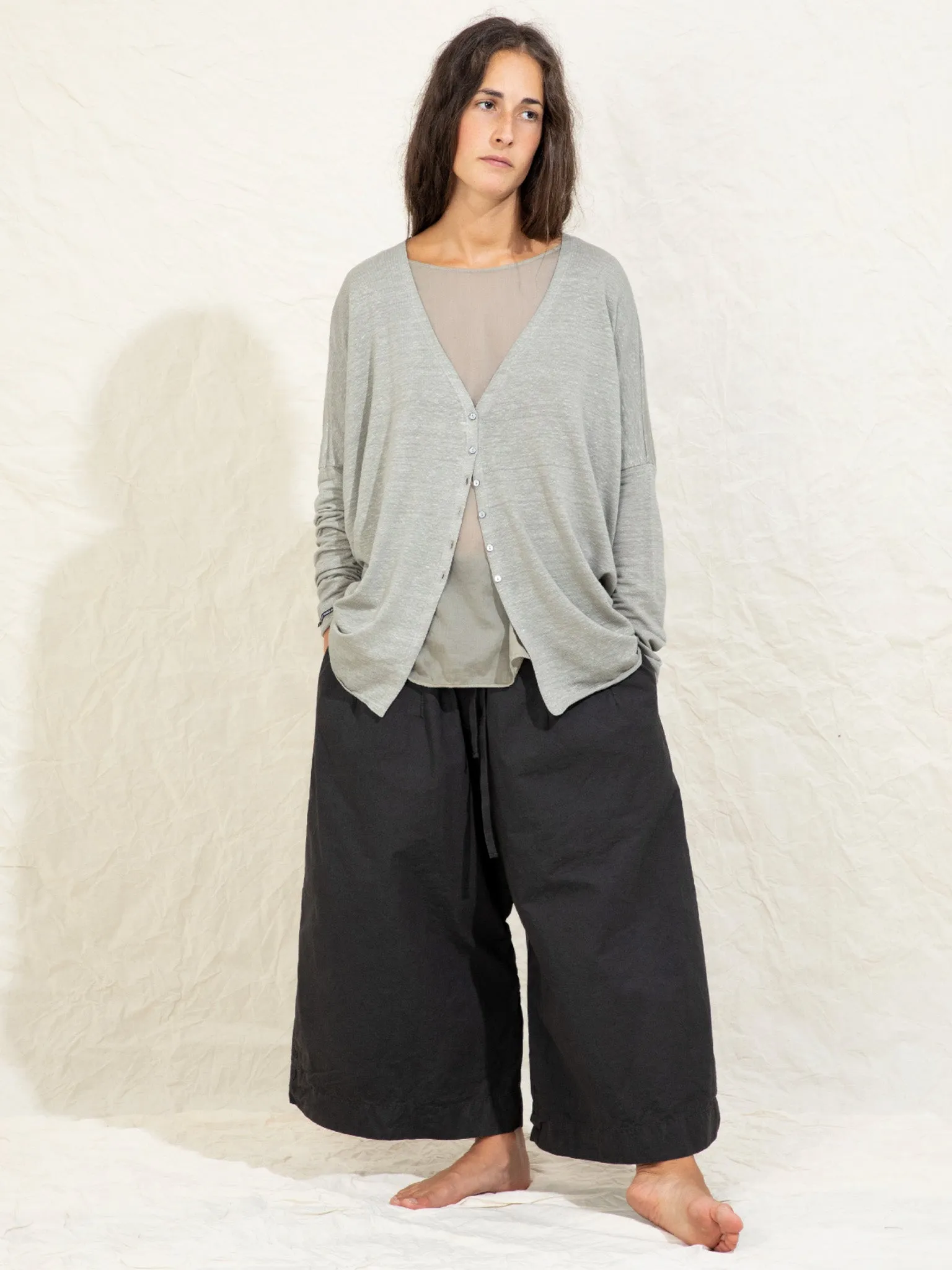 Linen Cardigan - Navy