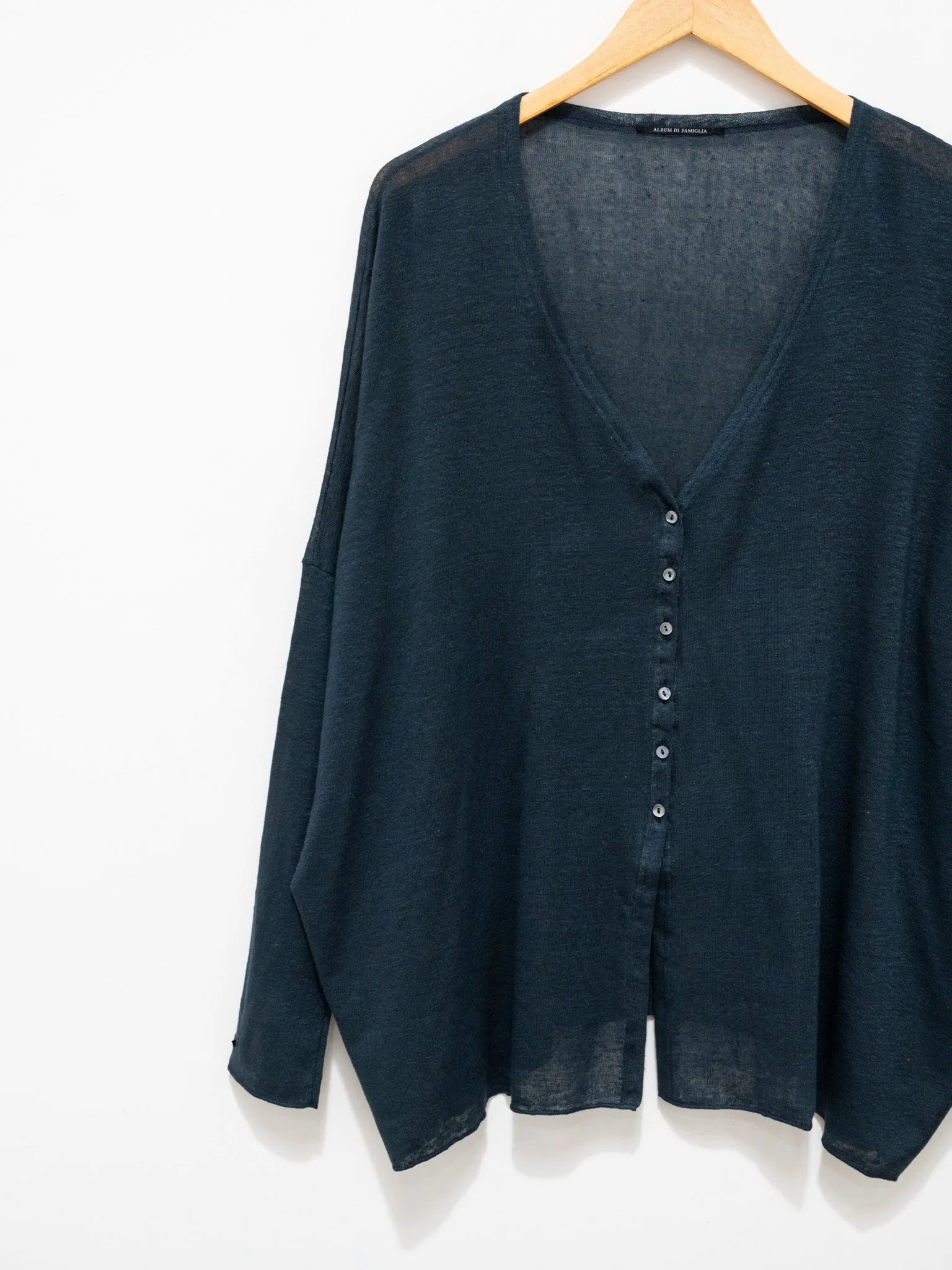 Linen Cardigan - Navy