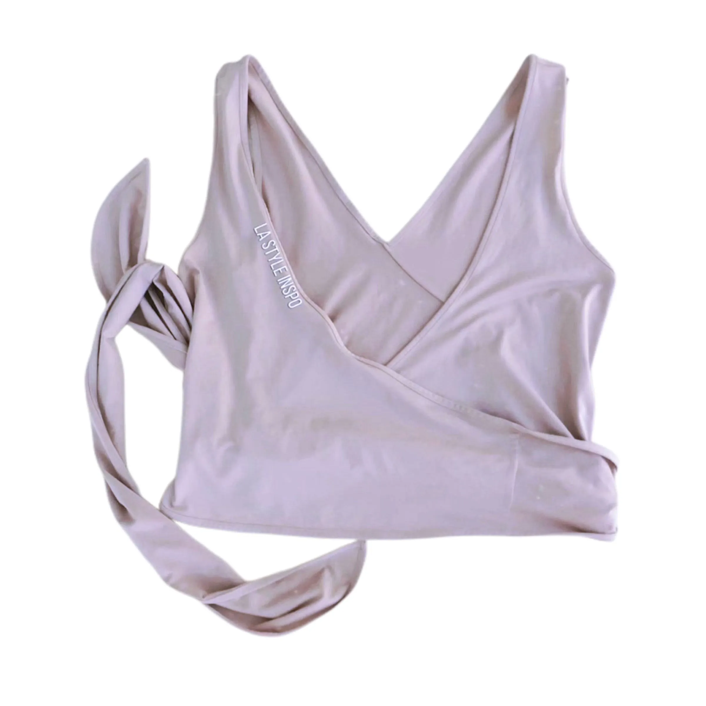 Lululemon Sporty Top Nude Cross Lavender Pastel Wrap Bow S/M