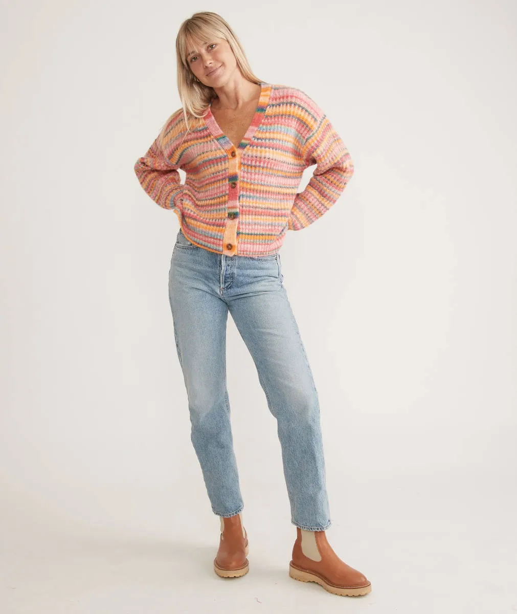 Marine Layer Robin Dream Yarn Crop Cardigan in Warm Stripe
