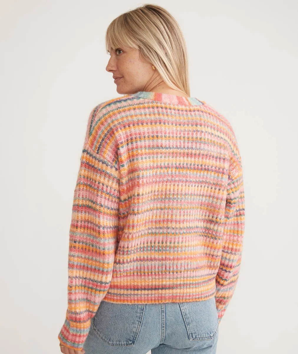 Marine Layer Robin Dream Yarn Crop Cardigan in Warm Stripe
